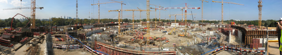 Panorama of speeding up the construction work of Polish National Stadium